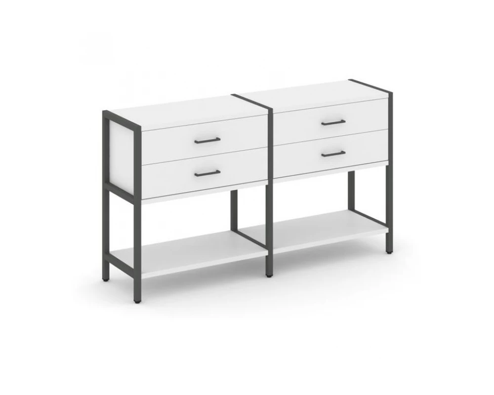 Двухсекционный стеллаж двухярусный с ящиками 1590х400х879 Shelf System