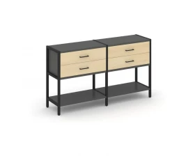 Двухсекционный стеллаж двухярусный с ящиками 1590х400х879 Shelf System images