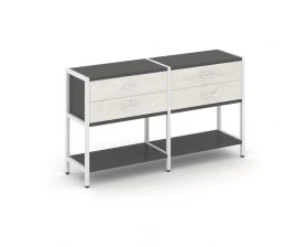 Двухсекционный стеллаж двухярусный с ящиками 1590х400х879 Shelf System images