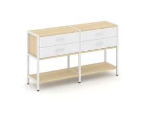 Двухсекционный стеллаж двухярусный с ящиками 1590х400х879 Shelf System images