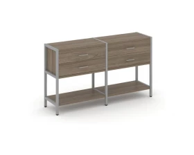 Двухсекционный стеллаж двухярусный с ящиками 1590х400х879 Shelf System images