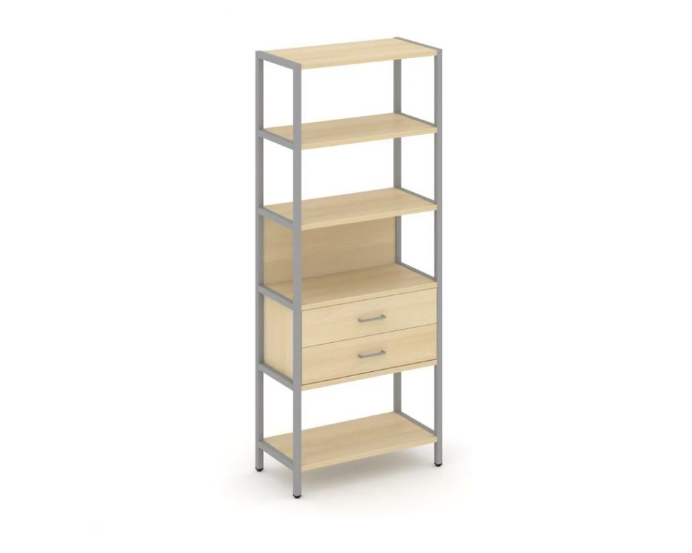 Односекционный стеллаж пятиярусный с ящиками 810х400х1980 Shelf System