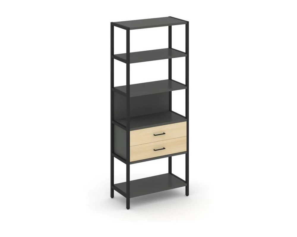 Односекционный стеллаж пятиярусный с ящиками 810х400х1980 Shelf System