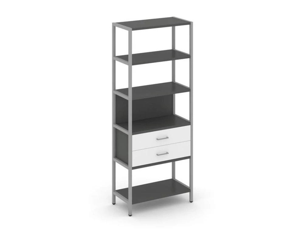 Односекционный стеллаж пятиярусный с ящиками 810х400х1980 Shelf System