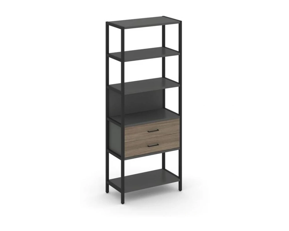 Односекционный стеллаж пятиярусный с ящиками 810х400х1980 Shelf System